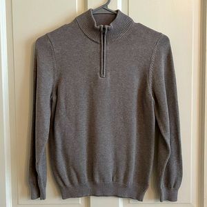 Brooks Brothers boys quarter-zip sweater. Medium, gray, excellent condition.